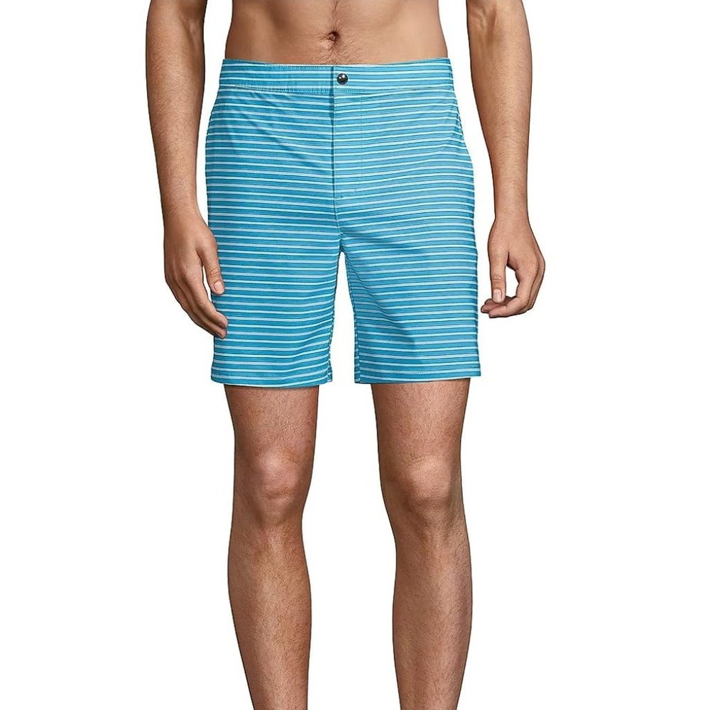 NWT Lands' End Men's Lined 7in Hybrid Swim Short Swim Trunks Size XXL $70 FLF104